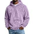 thumbnail image 1 of hoksml Men s Fuzzy Fleece Hoodie Solid Warm Long Sleeve Pullover for Fall Daily Work Outdoor Comfort, 1 of 6