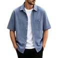 thumbnail image 1 of hoksml Men's Gingham Plaid Short Sleeve Button Down Shirt, Chest Pocket Collared Loose Fit Summer Casual Daily Top, 1 of 6