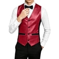 thumbnail image 1 of hoksml Men's Glitter V-Neck Suit Vest, 4 Button Slim Fit Formal Waistcoat with Adjustable Back Strap and Pockets, Wedding Party Dress Vest, 1 of 9