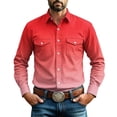 thumbnail image 1 of hoksml Men's Gradient Western Long Sleeve Shirt Point Collar Dual Pocket Stretch Casual Everyday Top, 1 of 6