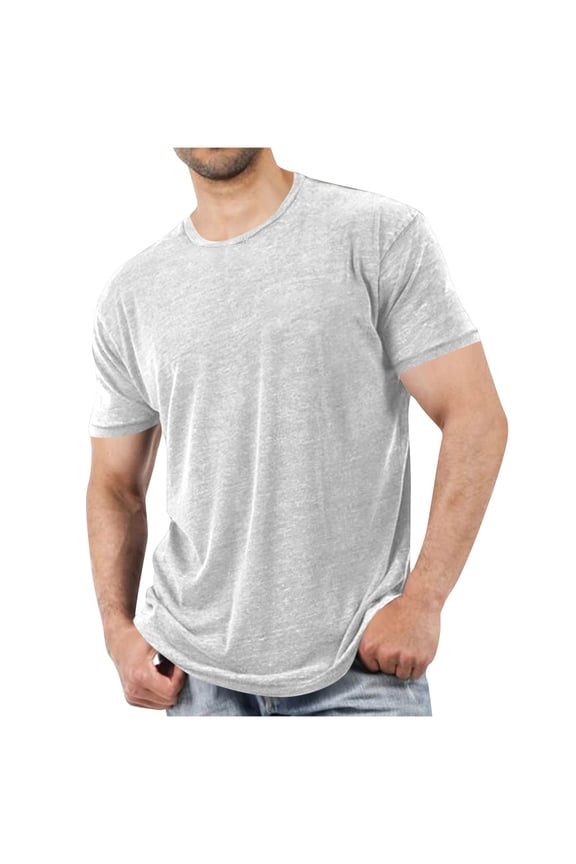 Men's Heather Crew Neck Short Sleeve T-Shirt, Soft Stretch Loose Cut Basic Casual Tee in Multiple Heather Colors