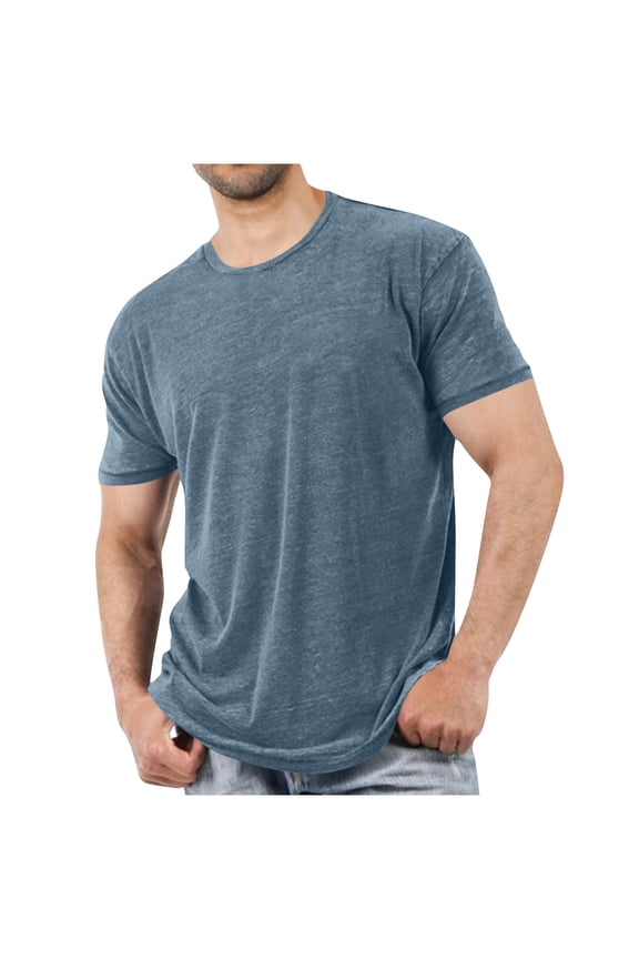 Men's Heather Crew Neck Short Sleeve T-Shirt, Soft Stretch Loose Cut Basic Casual Tee in Multiple Heather Colors