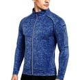 thumbnail image 1 of hoksml Men's Heather Raglan Full Zip Performance Athletic Jacket, Stand Collar Quick Dry Top with Zip Sleeve Pocket for Running Gym Outdoor Daily Wear, 1 of 4
