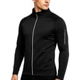 thumbnail image 1 of hoksml Men's Heather Raglan Full Zip Performance Athletic Jacket, Stand Collar Quick Dry Top with Zip Sleeve Pocket for Running Gym Outdoor Daily Wear, 1 of 8