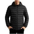 thumbnail image 1 of hoksml Men's Heavyweight Puffer Jacket with Detachable Hood Solid Color Zip-Front Coat with Zipper Pockets for Extreme Cold Weather, 1 of 8