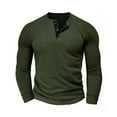 thumbnail image 1 of hoksml Men's Henley Shirt - Long Sleeve Solid Color Pullover, Button Front Relaxed Fit Casual Crewneck Top, 1 of 3