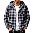 thumbnail image 1 of hoksml Men's Hooded Plaid Shirt Jacket Full Zip Up Long Sleeve Hoodie Shacket for Fall Winter Daily Outdoor Work Comfort, 1 of 6