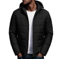 thumbnail image 1 of hoksml Men's Hooded Puffer Quilted Jacket Zip Up Lightweight Warm Winter Outerwear with Side Pockets, 1 of 9