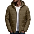 thumbnail image 1 of hoksml Men's Hooded Puffer Quilted Jacket Zip Up Lightweight Warm Winter Outerwear with Side Pockets, 1 of 9
