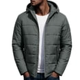 thumbnail image 1 of hoksml Men's Hooded Puffer Quilted Jacket Zip Up Lightweight Warm Winter Outerwear with Side Pockets, 1 of 9