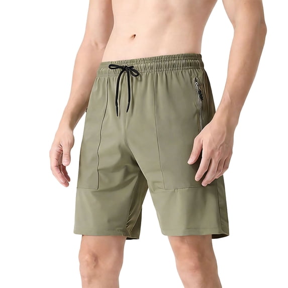 hoksml Men's Ice Silk Quick Dry Athletic Shorts with Elastic Drawstring Waist, Zipper Pockets, Two Tone Breathable Fabric, for Gym, Hiking, Workout and Casual Daily Wear