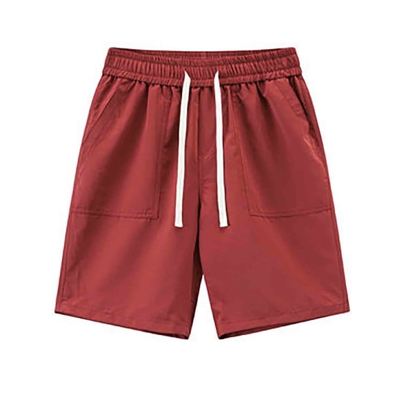 hoksml Men's Lightweight Casual Shorts Elastic Waist Drawstring Shorts with Side Pockets for Summer Daily Wear