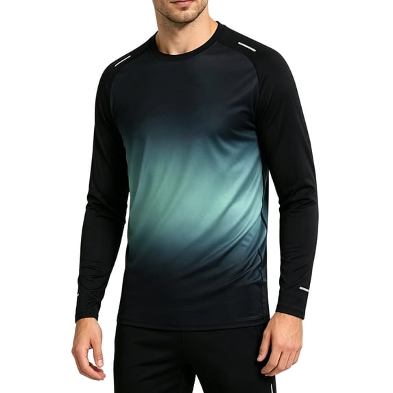 hoksml Men's Long Sleeve Workout T Shirts, Quick Dry Athletic Running Tops, Raglan Crew Neck Performance Sport Tees for Training Gym