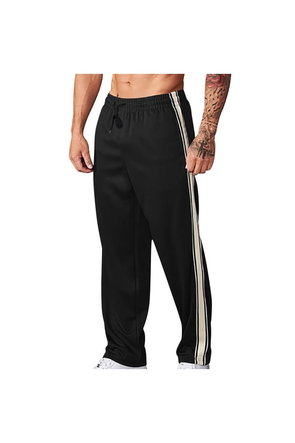 Men's Loose Fit Sweatpants with Side Color Block Stripes Joggers Casual Elastic Drawstring Waist Active Pants