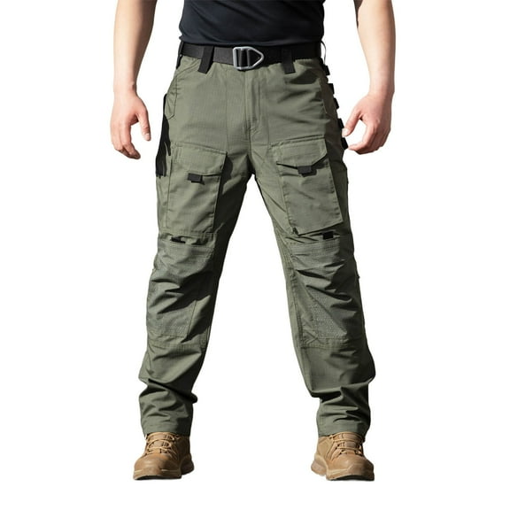 hoksml Men's Multi-Pocket Tactical Cargo Pants Lightweight Loose Fit for Outdoor Activities Multi-functional Workwear Pants