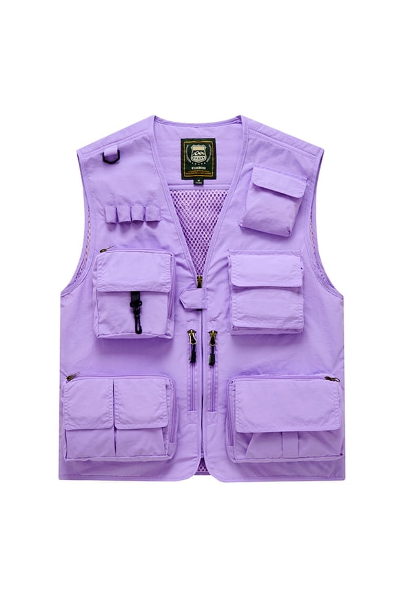 Men's Multi-Pocket Utility Vest with Breathable Mesh Lining for Fishing, Hiking, and Outdoor Use
