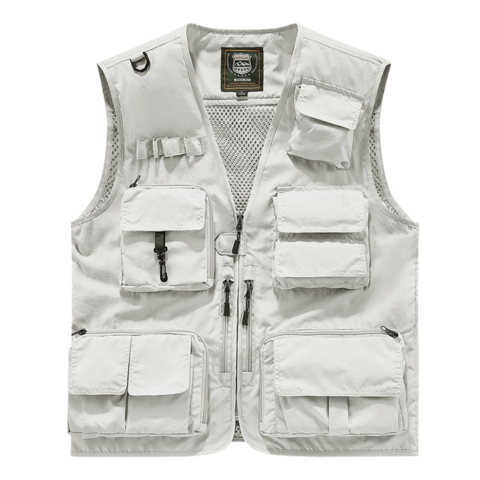 hoksml Men's Multi-Pocket Utility Vest with Breathable Mesh Lining for ...