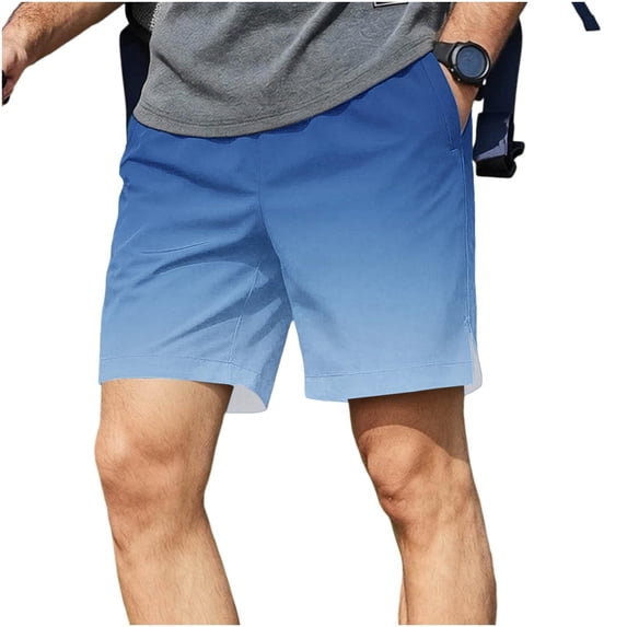 hoksml Men's Ombre Gradient Drawstring Athletic Shorts, Split Cuff Quick Dry Beach Running Shorts for Outdoor Daily Wear