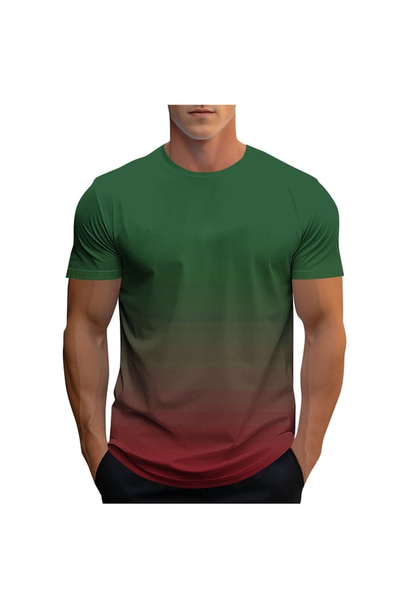 Men's Ombre Graphic T Shirts Short Sleeve Crew Neck Casual Tees for Summer