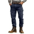 thumbnail image 1 of hoksml Men's Outdoor Cargo Pants with Multiple Pockets Solid Color Tactical Work Trousers for Hiking and Casual Wear, 1 of 3