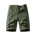 thumbnail image 1 of hoksml Men's Outdoor Hiking Cargo Shorts Solid Color Casual Button Zipper Classic Work Shorts with Multi Pockets Summer Lightweight Five-quarter Cargo Pant, 1 of 5
