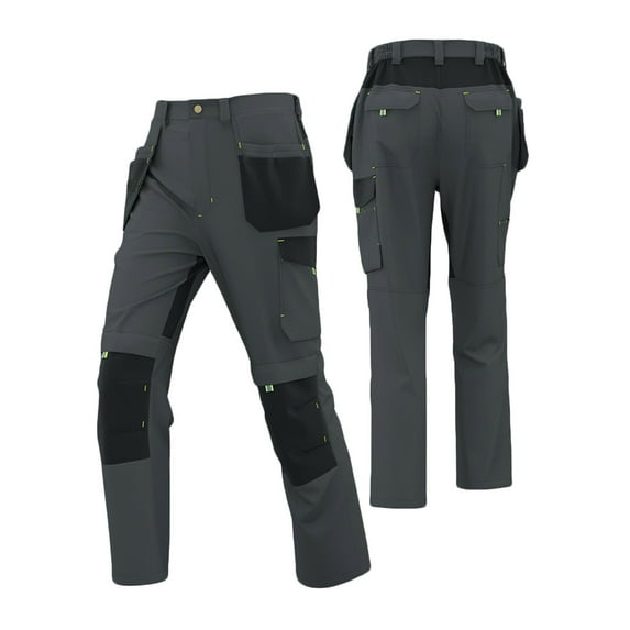 hoksml Men's Patchwork Cargo Pants Detachable Tool Pockets Durable Abrasion-Resistant Construction Mechanics Construction Workers Work Pants