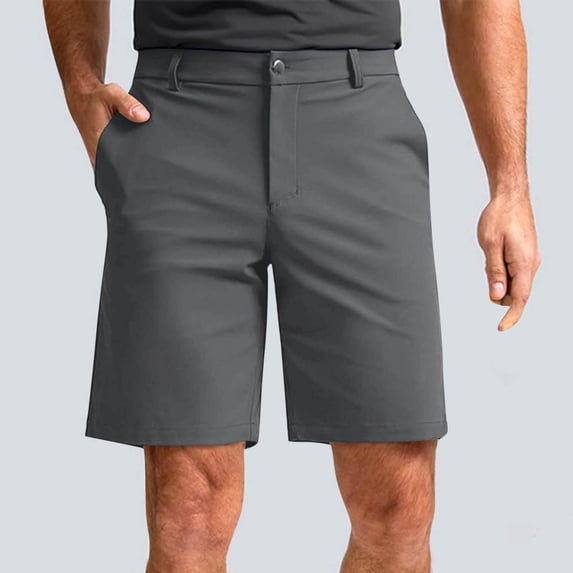 hoksml Men's Performance Golf Shorts Wrinkle-Resistant Stretch Shorts with Flat Front and Zipper Fly for Golf Office and Casual Wear