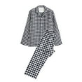 thumbnail image 1 of hoksml Men's Plaid Pajama Set Casual Long Sleeve Button-Down Sleepwear Shirt and Lounge Pants Two-piece Set, 1 of 2