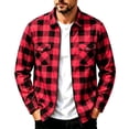 thumbnail image 1 of hoksml Men's Plaid Shirt Jacket Full Zip Up Point Collar Long Sleeve Shacket for Fall Winter Daily Casual Work Comfort, 1 of 7