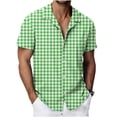 thumbnail image 1 of hoksml Men's Plaid Short Sleeve Camp Collar Button Down Shirts, Regular Fit Breathable Casual Tops for Beach Daily Vacation, 1 of 7