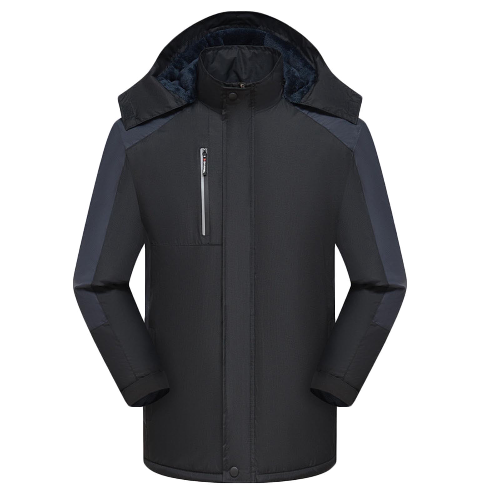 hoksml Men's Plus Size Fleece Lined Hooded Anorak Jacket Windproof ...