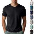 thumbnail image 1 of hoksml Men's Polyester Fabric Mesh Quick Dry Short Sleeve Crew Neck T-Shirt, Solid Breathable Athletic Workout Running Daily Top, 1 of 8