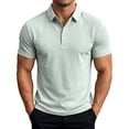 thumbnail image 1 of hoksml Men's Polyester Fabric Short Sleeve Collared Shirt, Snap Button Placket Side Seam Detail Slim Fit Solid Casual Golf Daily Top, 1 of 8