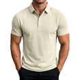 thumbnail image 1 of hoksml Men's Polyester Fabric Short Sleeve Collared Shirt, Snap Button Placket Side Seam Detail Slim Fit Solid Casual Golf Daily Top, 1 of 8