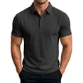 thumbnail image 1 of hoksml Men's Polyester Fabric Short Sleeve Collared Shirt, Snap Button Placket Side Seam Detail Slim Fit Solid Casual Golf Daily Top, 1 of 8