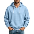 thumbnail image 1 of hoksml Men's Pullover Hoodie Solid V Neck Drawstring Hooded Sweatshirt for Fall Winter Daily Work Outdoor Comfort, 1 of 7