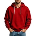 thumbnail image 1 of hoksml Men's Pullover Hoodie Solid V Neck Drawstring Hooded Sweatshirt for Fall Winter Daily Work Outdoor Comfort, 1 of 7