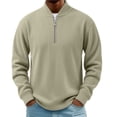 thumbnail image 1 of hoksml Men's Quarter Zip Corduroy Pullover Ribbed Stand Collar Long Sleeve for Fall Winter Daily Casual Work Comfort, 1 of 6