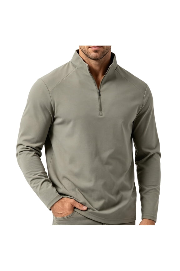 Men's Quarter Zip Long Sleeve Pullover Raglan Sleeve Soft Stretch Quick Dry Mock Neck Casual Golf Base Layer Top for Daily Outdoor Travel