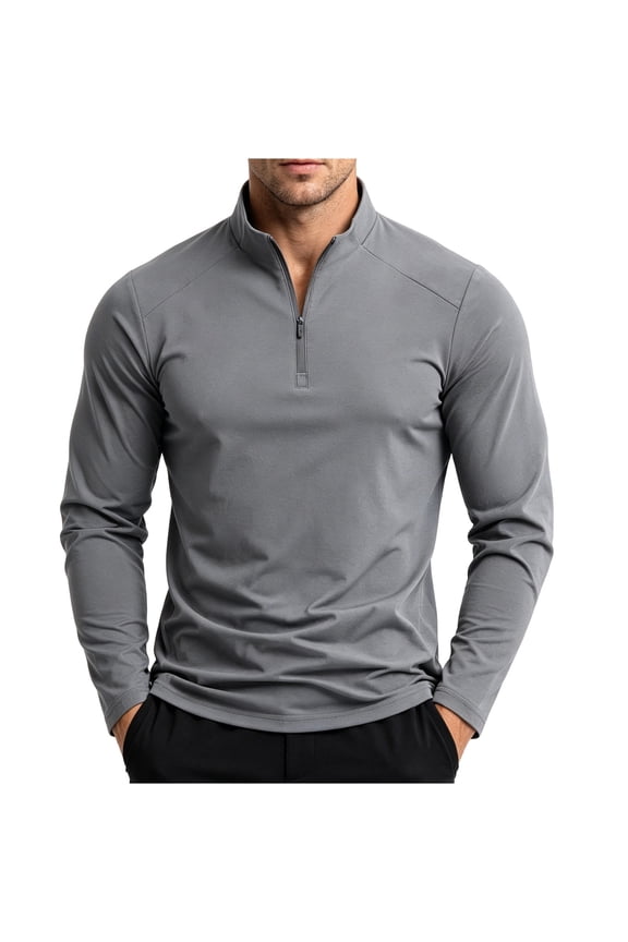 Men's Quarter Zip Long Sleeve Pullover Raglan Sleeve Soft Stretch Quick Dry Mock Neck Casual Golf Base Layer Top for Daily Outdoor Travel