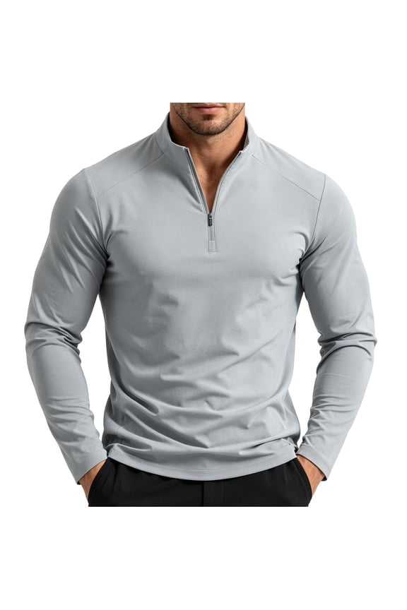 Men's Quarter Zip Long Sleeve Pullover Raglan Sleeve Soft Stretch Quick Dry Mock Neck Casual Golf Base Layer Top for Daily Outdoor Travel