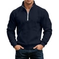 thumbnail image 1 of hoksml Men's Quarter Zip Pullover Sweatshirt Solid Stand Collar Kangaroo Pocket for Fall Winter Daily Casual Outdoor Comfort, 1 of 9