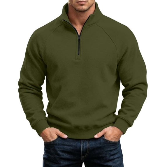 hoksml Men's Quarter Zip Pullover Sweatshirt Solid Stand Collar Raglan Long Sleeve for Fall Winter Daily Casual Outdoor Comfort
