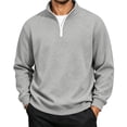thumbnail image 1 of hoksml Men s Quarter Zip Sweatshirt Solid Color Casual Long Sleeve Pullover for Fall Daily Work Outdoor Comfort, 1 of 7