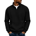 thumbnail image 1 of hoksml Men s Quarter Zip Sweatshirt Solid Long Sleeve Stand Collar Kangaroo Pocket for Fall Daily Work Outdoor Comfort, 1 of 7