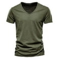 thumbnail image 1 of hoksml Men's Quick Dry Top Solid Color V-neck Athletic T-Shirts Casual Breathable Elastic Short Sleeved Summer Lightweight Slim Fitting Tee Shirts 2025 on Clearance, 1 of 5
