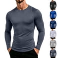 thumbnail image 1 of hoksml Men's Raglan Long Sleeve Compression Shirt, Crew Neck Back Mesh Panel Slim Cut Quick Dry Athletic Base Layer in Solid Colors, 1 of 9