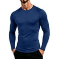 thumbnail image 1 of hoksml Men's Raglan Long Sleeve Compression Shirt, Crew Neck Back Mesh Panel Slim Cut Quick Dry Athletic Base Layer in Solid Colors, 1 of 8