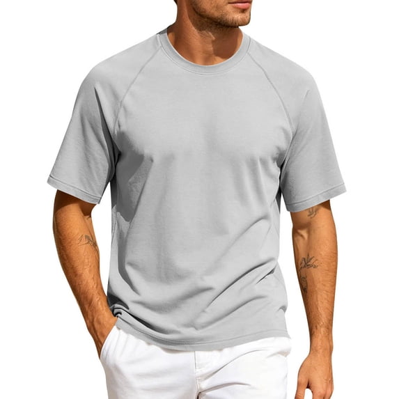 hoksml Men's Raglan Sleeve Crew Neck Short Sleeve T-Shirt, Loose Fit Lightweight Basic Casual Tee for Daily Workout Sports Outdoor Activities