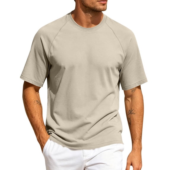 hoksml Men's Raglan Sleeve Crew Neck Short Sleeve T-Shirt, Loose Fit Lightweight Basic Casual Tee for Daily Workout Sports Outdoor Activities